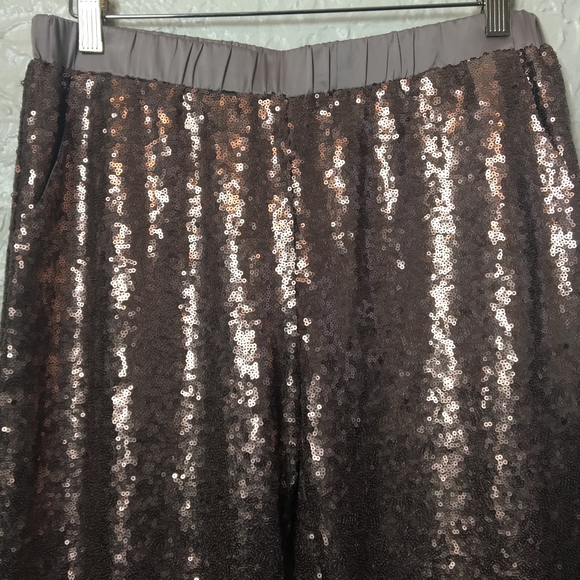 Rose Gold Metallic Sequins Copper Pants Large - Picture 3 of 6